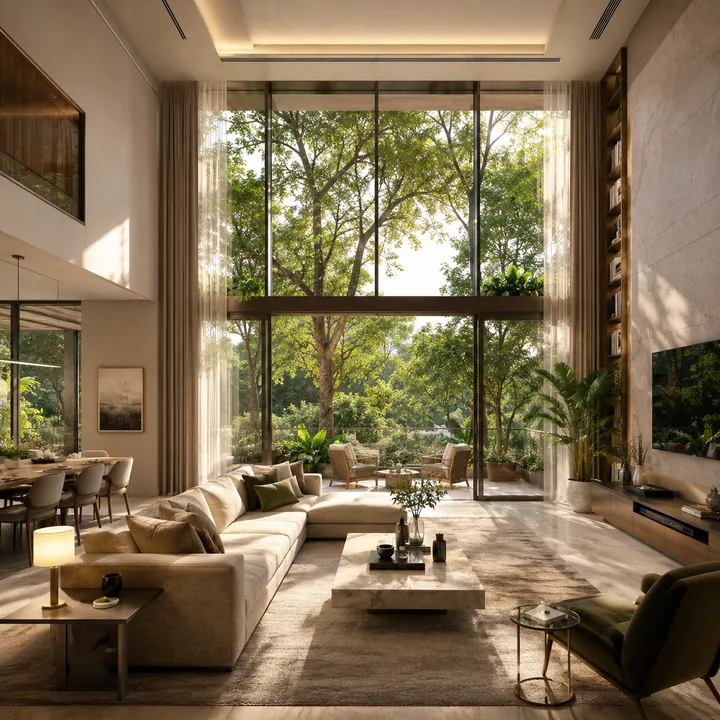 Apartment living room interior at Embassy Biome