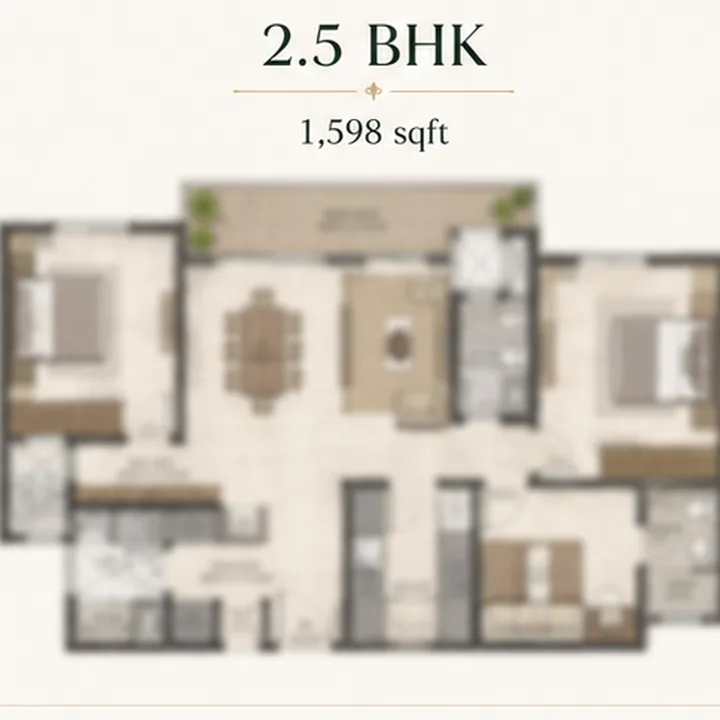 Embassy Biome 2.5 BHK floor plan layout