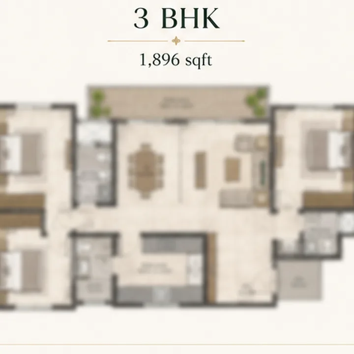 Embassy Biome 3 BHK floor plan layout